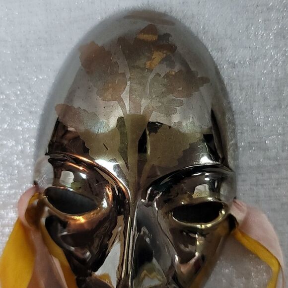 Vintage Solid Brass Set Of Theater Mask - Picture 4 of 8